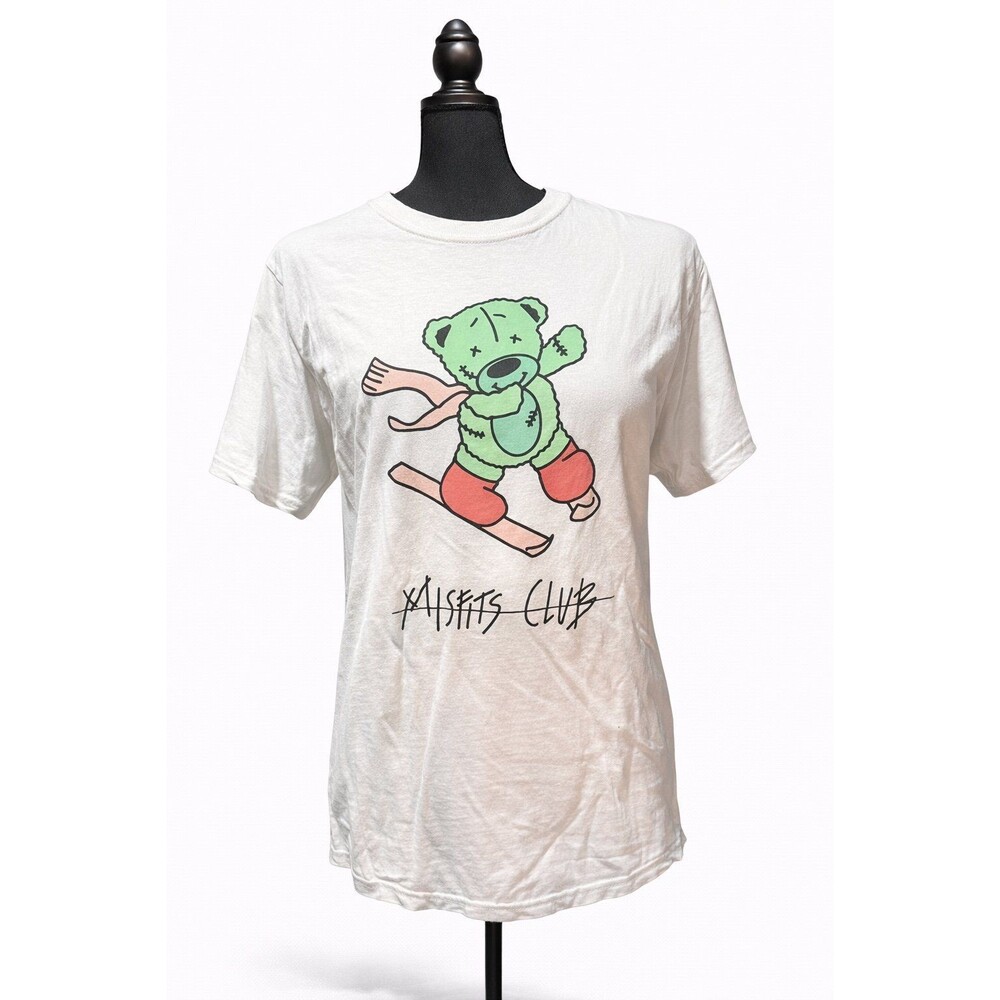 Misfits Club Graphic T-Shirt Teddy Bear Skater White Small